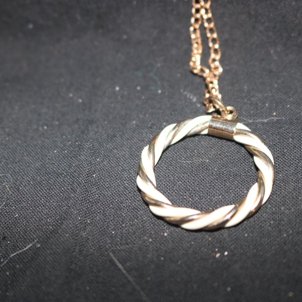 Women's White and Gold Tone Long Necklace